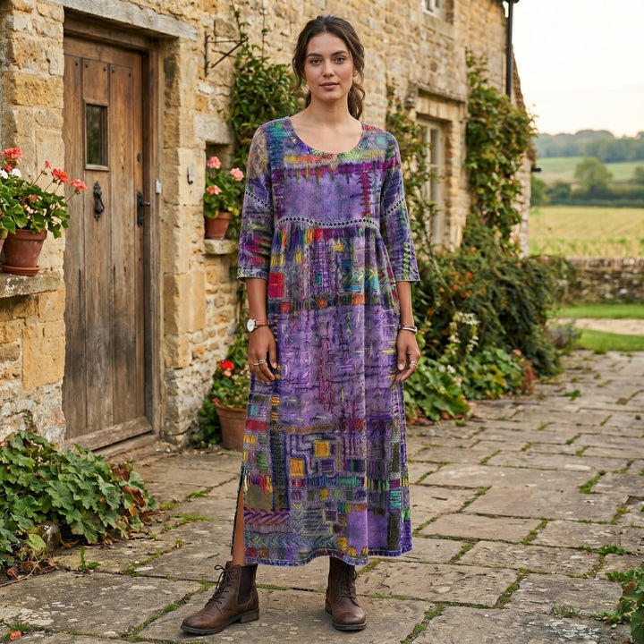 Amélia - Robe midi à motif abstrait