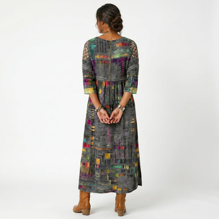 Amélia - Robe midi à motif abstrait