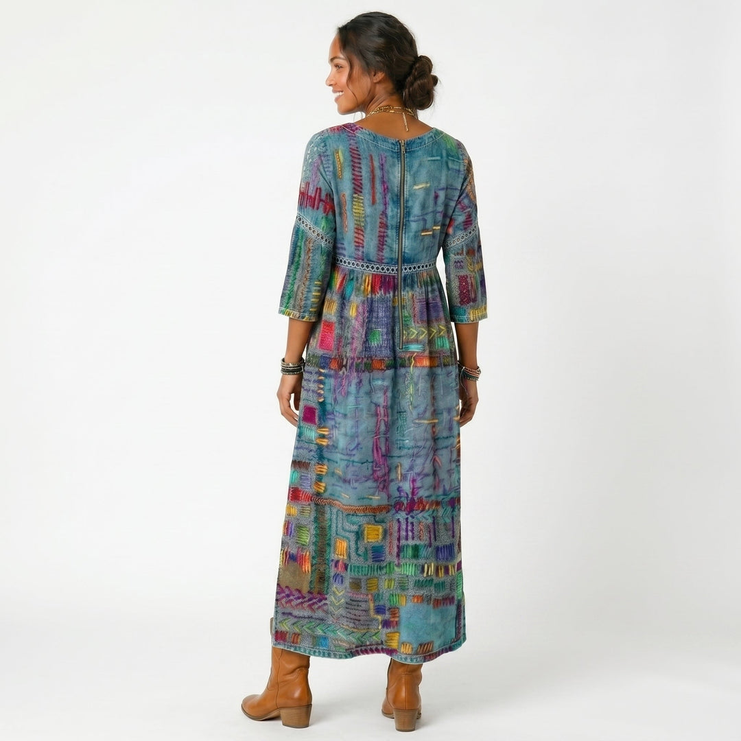 Amélia - Robe midi à motif abstrait