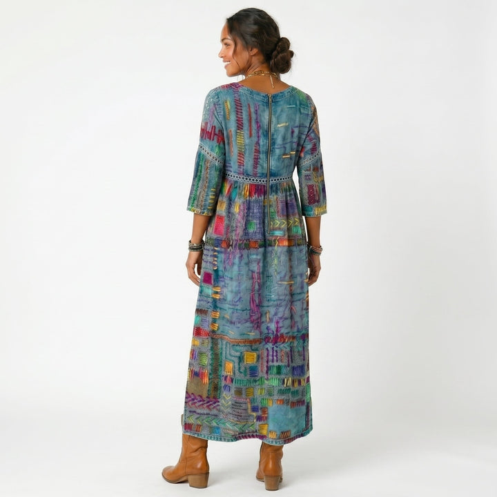Amélia - Robe midi à motif abstrait