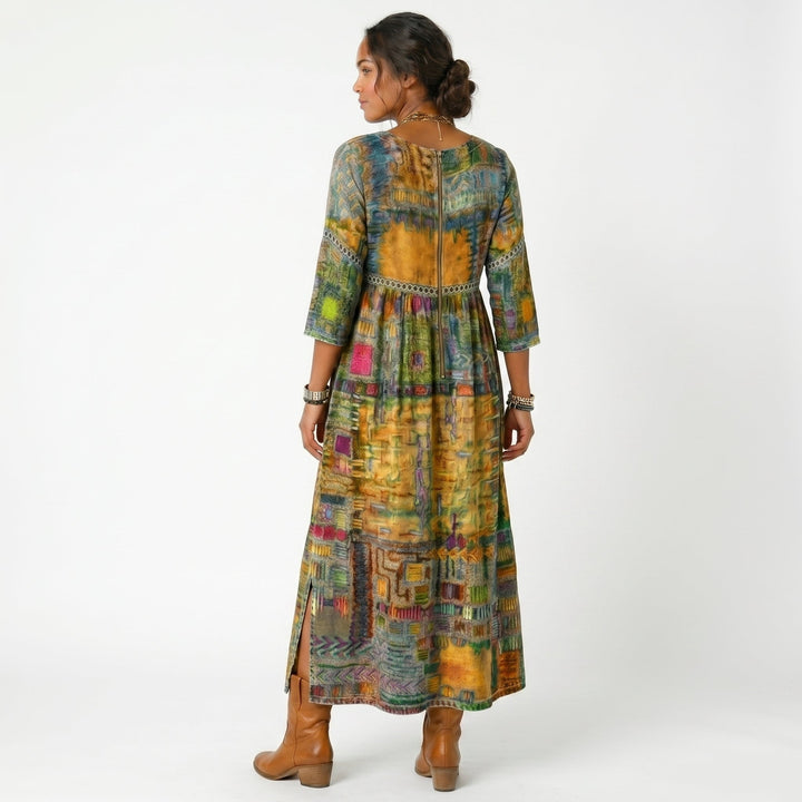 Amélia - Robe midi à motif abstrait