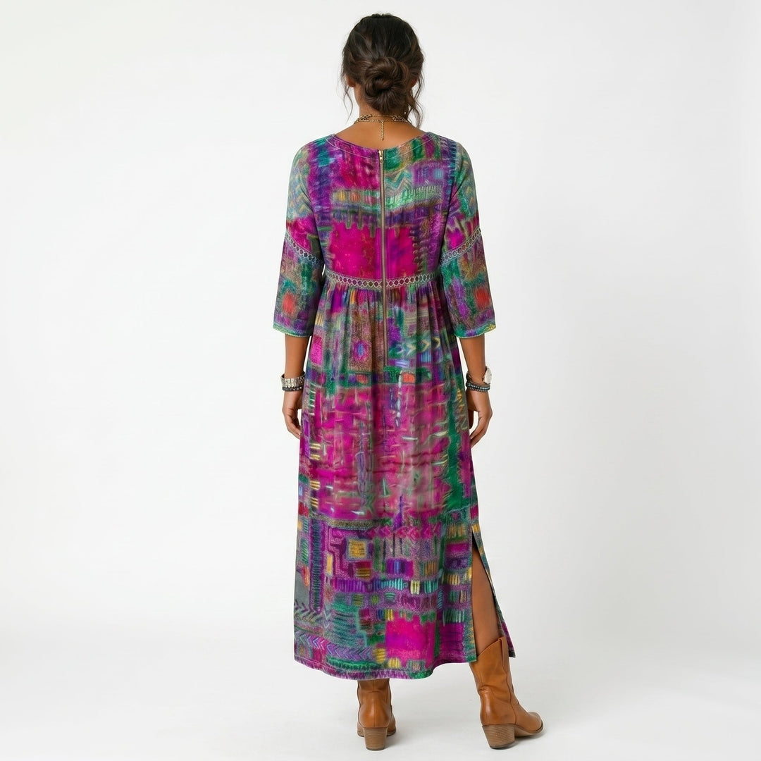 Amélia - Robe midi à motif abstrait