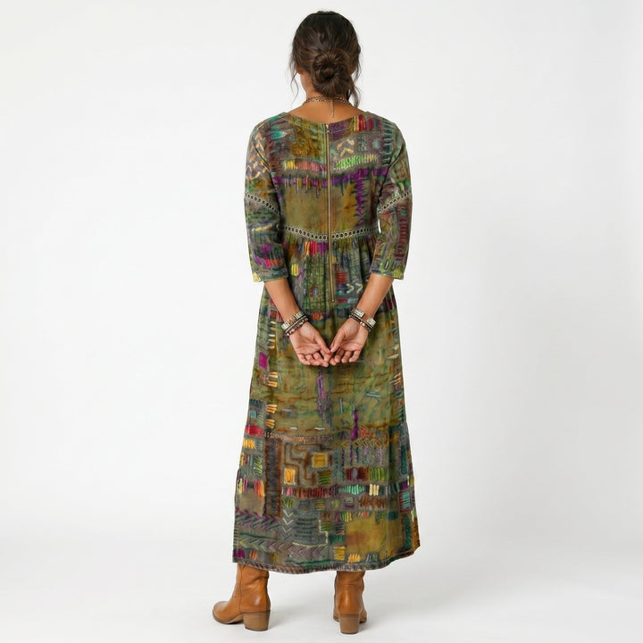 Amélia - Robe midi à motif abstrait