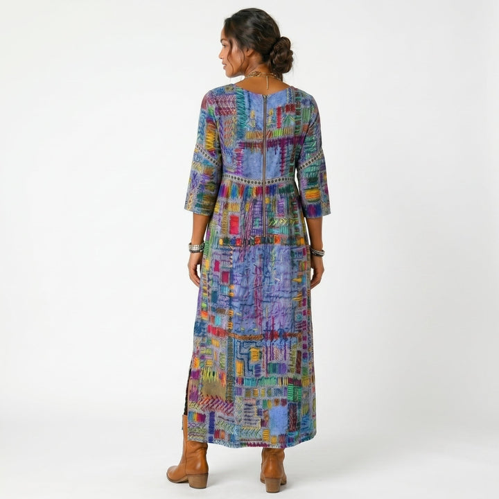 Amélia - Robe midi à motif abstrait