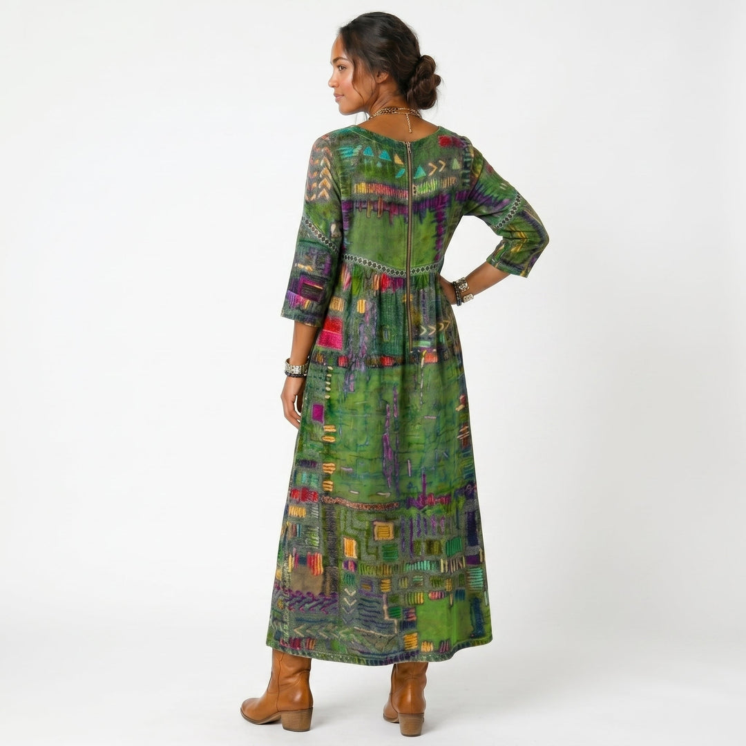 Amélia - Robe midi à motif abstrait