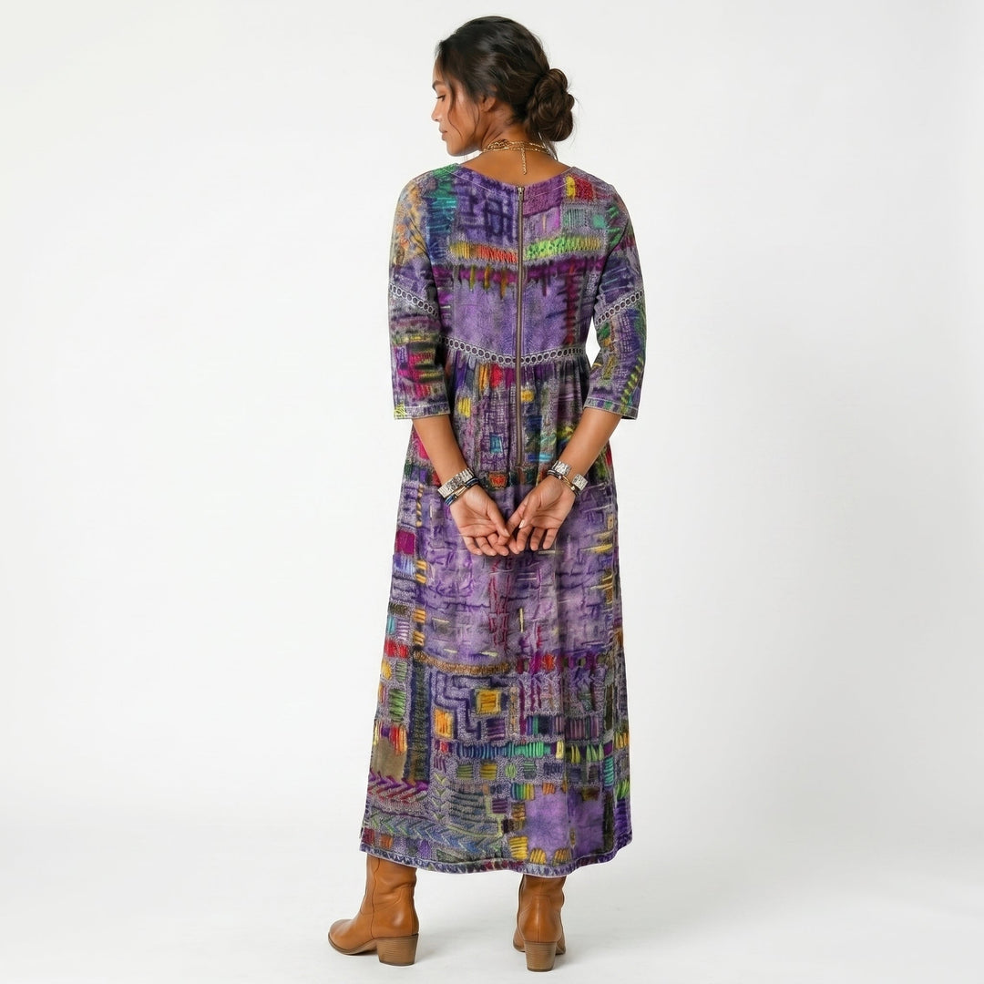 Amélia - Robe midi à motif abstrait