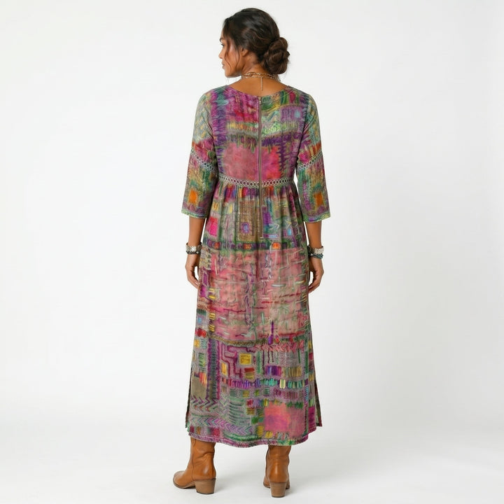 Amélia - Robe midi à motif abstrait