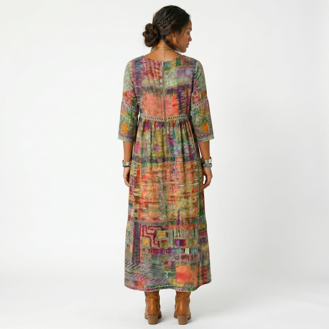 Amélia - Robe midi à motif abstrait