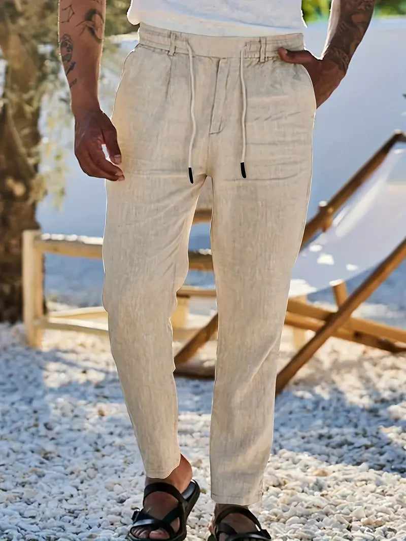 MAISON LUMIÈRE | PANTALONS LARGES EN LIN AVEC CORDON