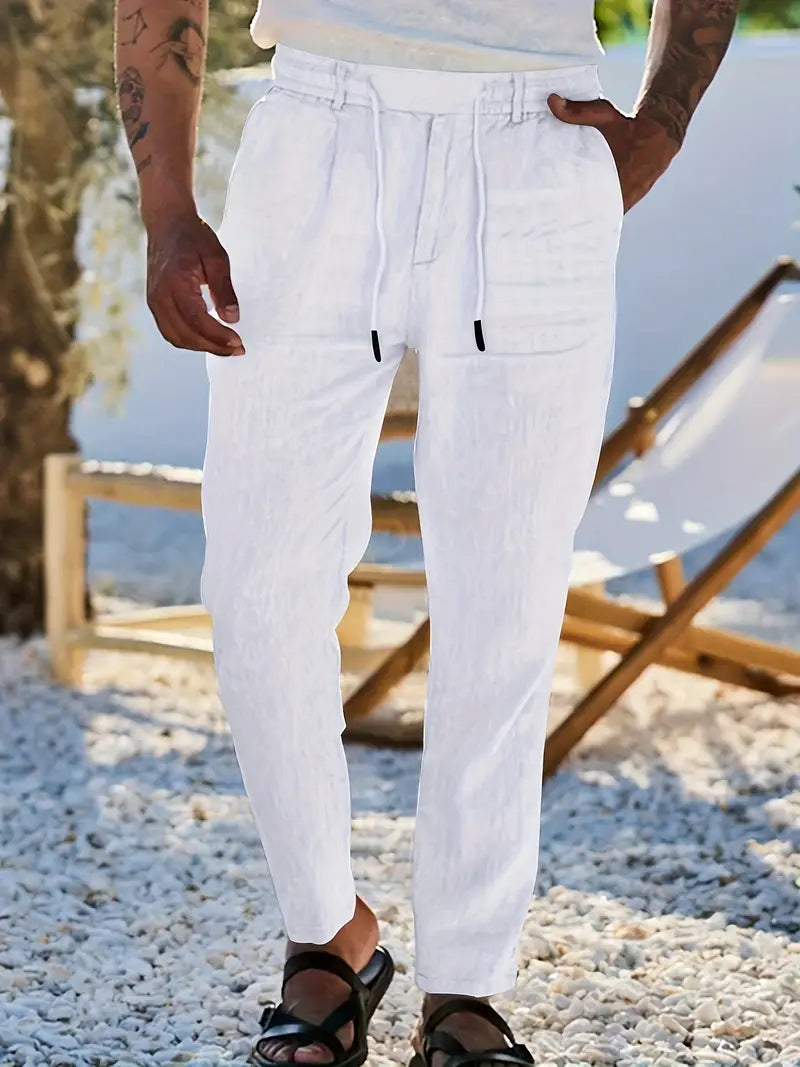 MAISON LUMIÈRE | PANTALONS LARGES EN LIN AVEC CORDON