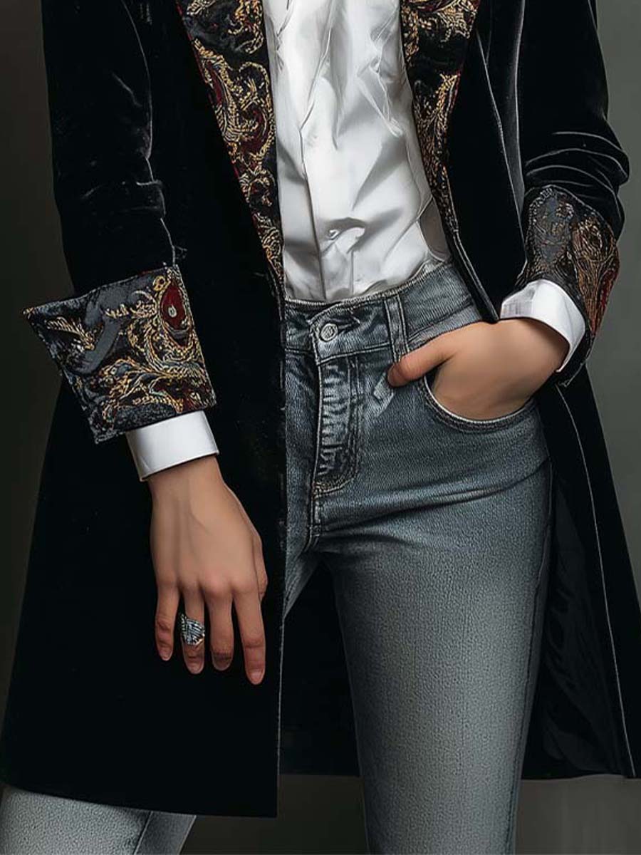 Verity | Blazer noir baroque à revers
