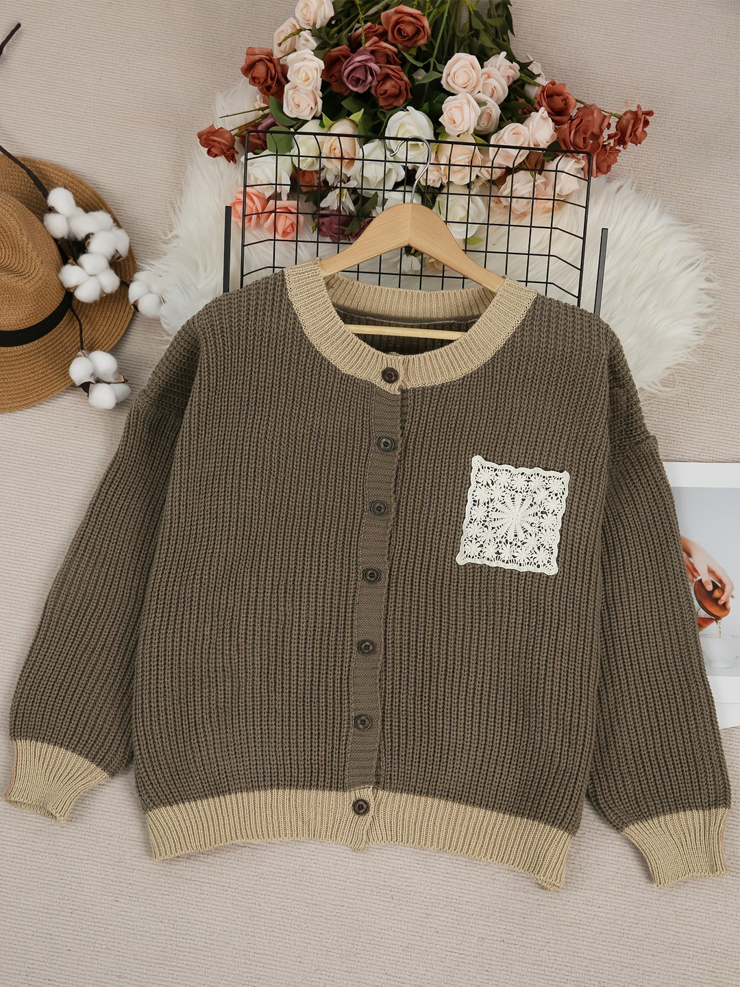 MAISON LUMIÈRE | Cardigan Long Poche Dentelle Claire