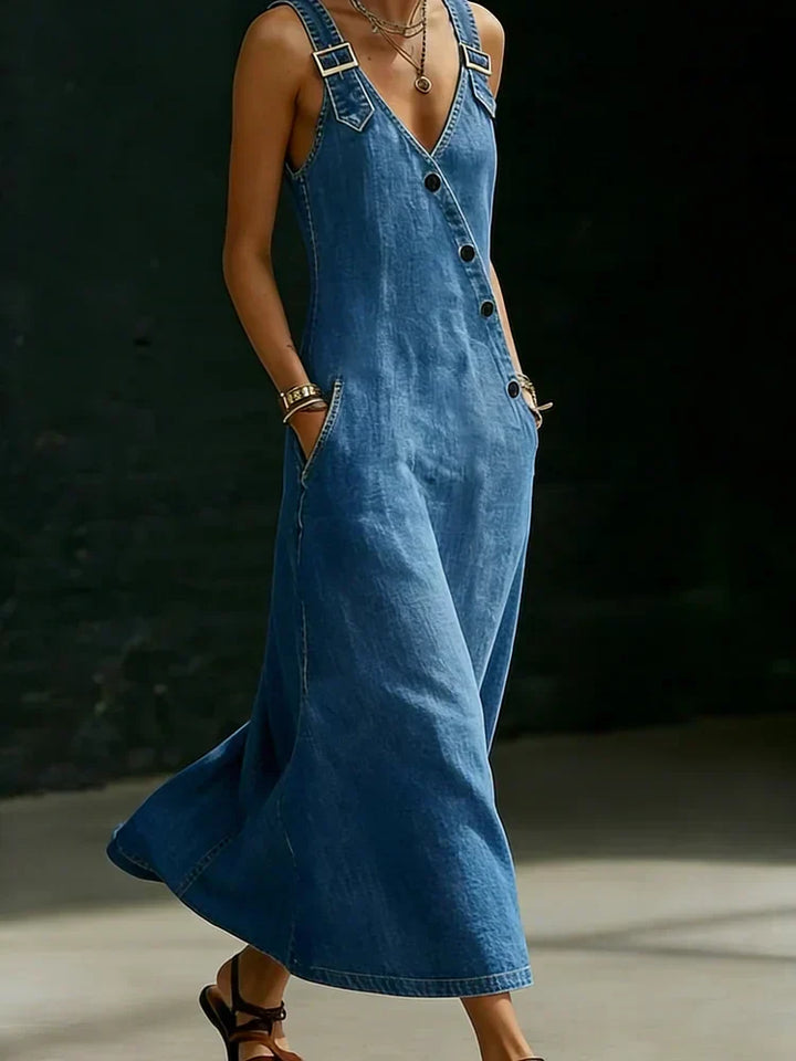 Vera | Robe longue en denim à boutons