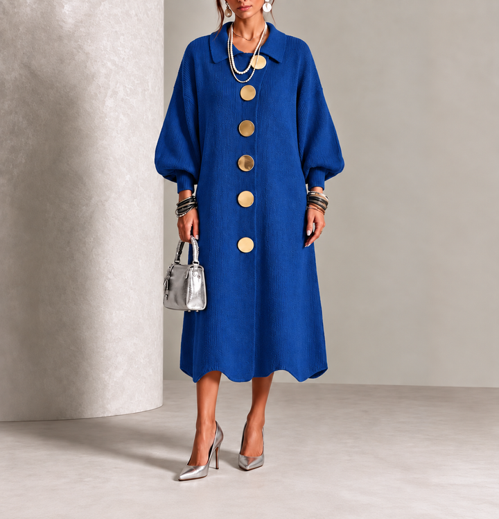 Evelyn | Robe élégante en maille boutonnée