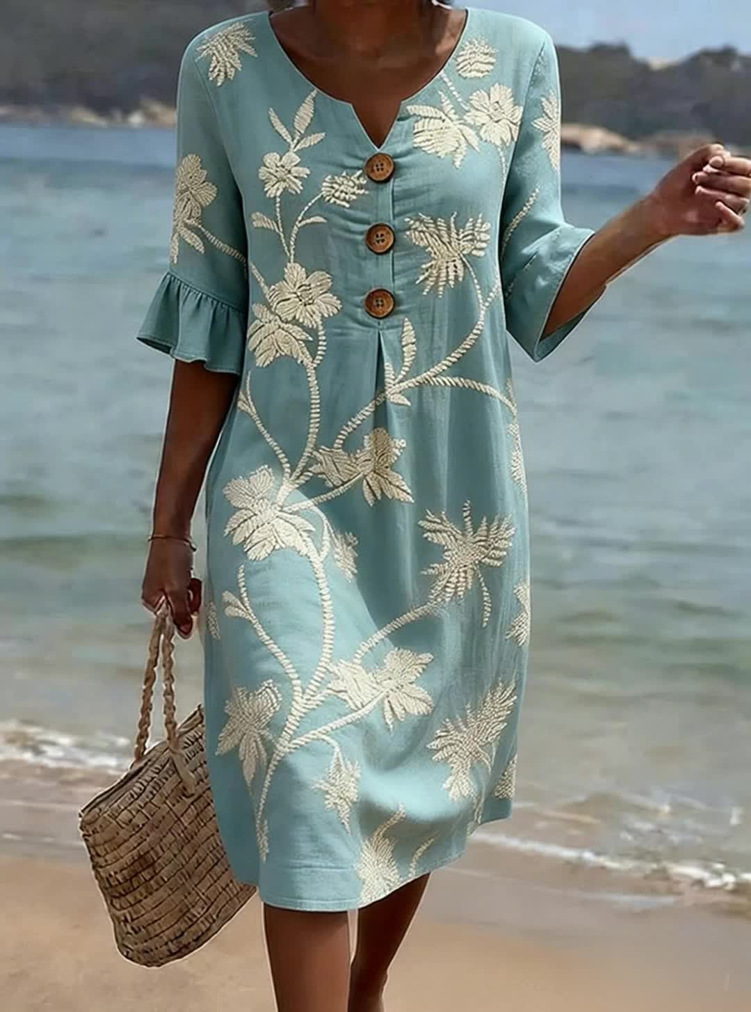 Robe décontractée pour femme à imprimé floral