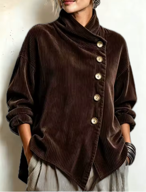 Sandra | Veste oversize à col montant asymétrique