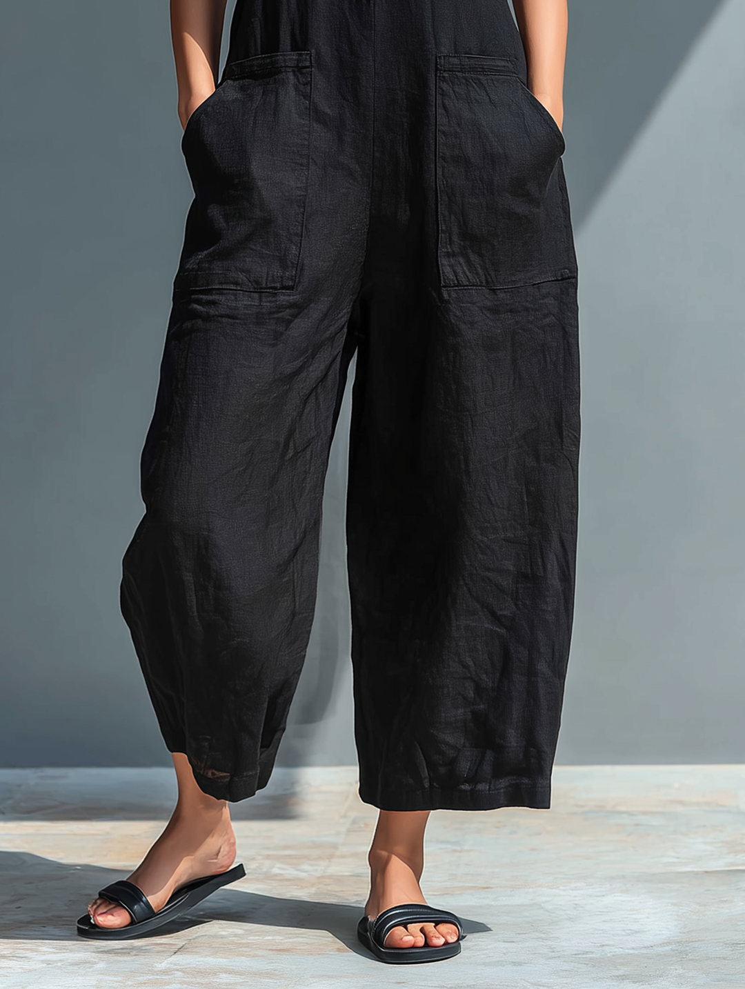 Silvia - Salopette minimaliste sans manches en mélange de lin