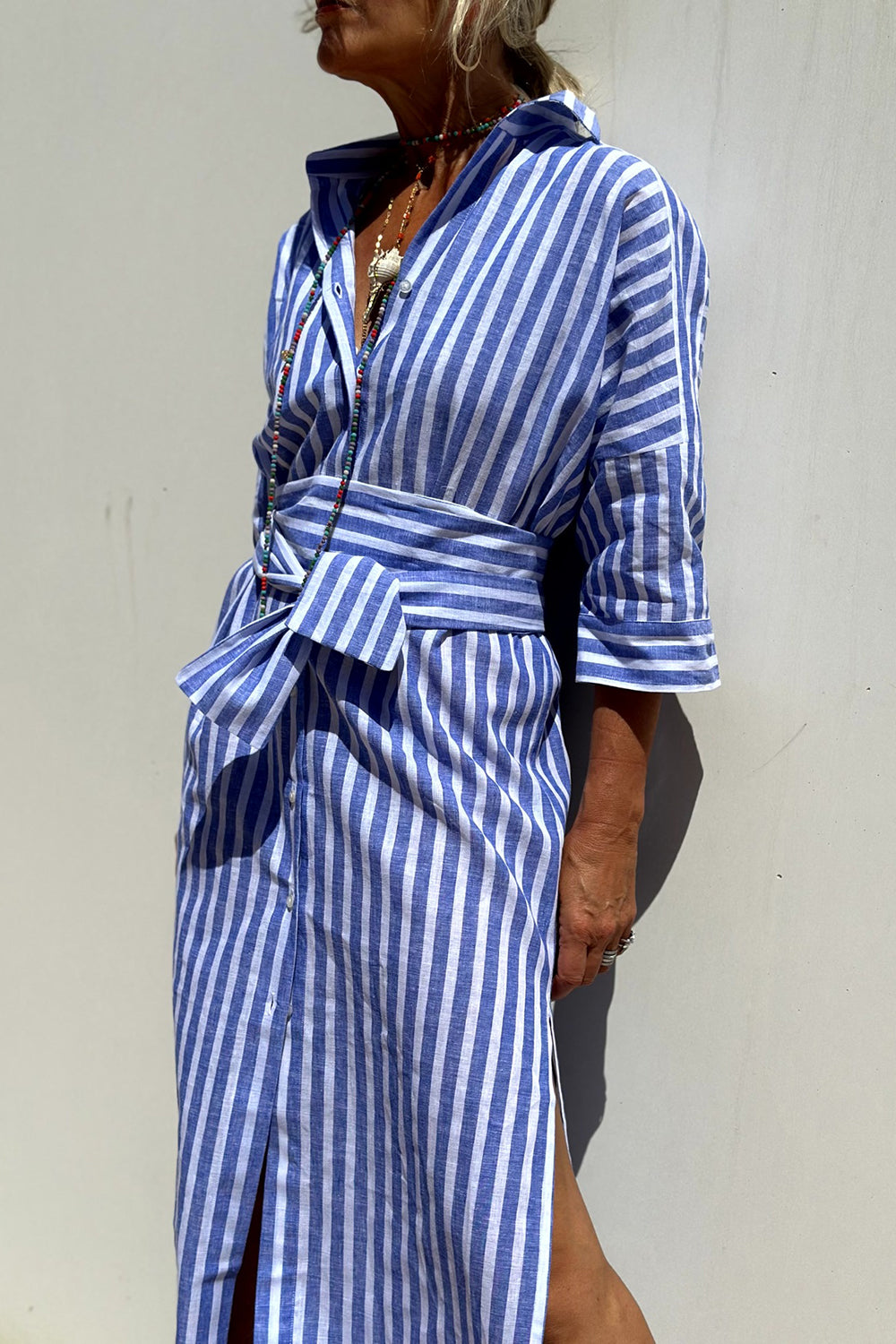 Sophia | Robe chemise rayée intemporelle avec un confort élégant