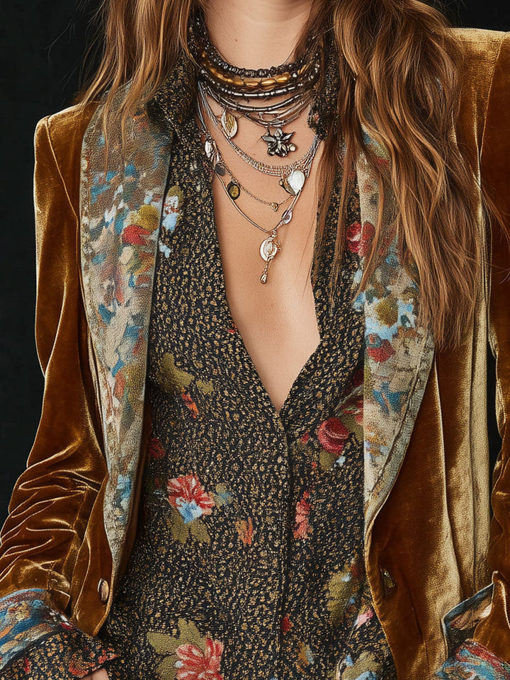 Rosamund | Blazer vintage à patchwork floral