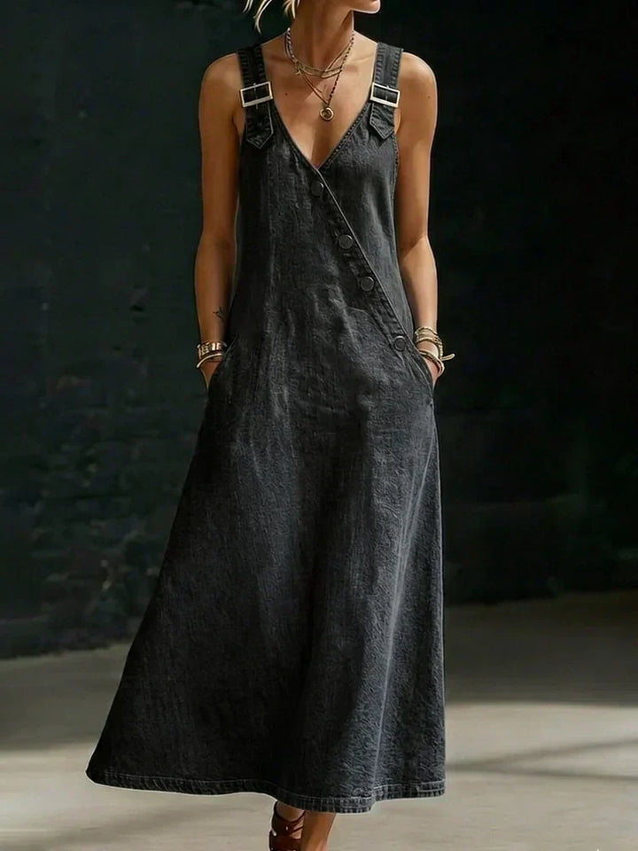 Vera | Robe longue en denim à boutons