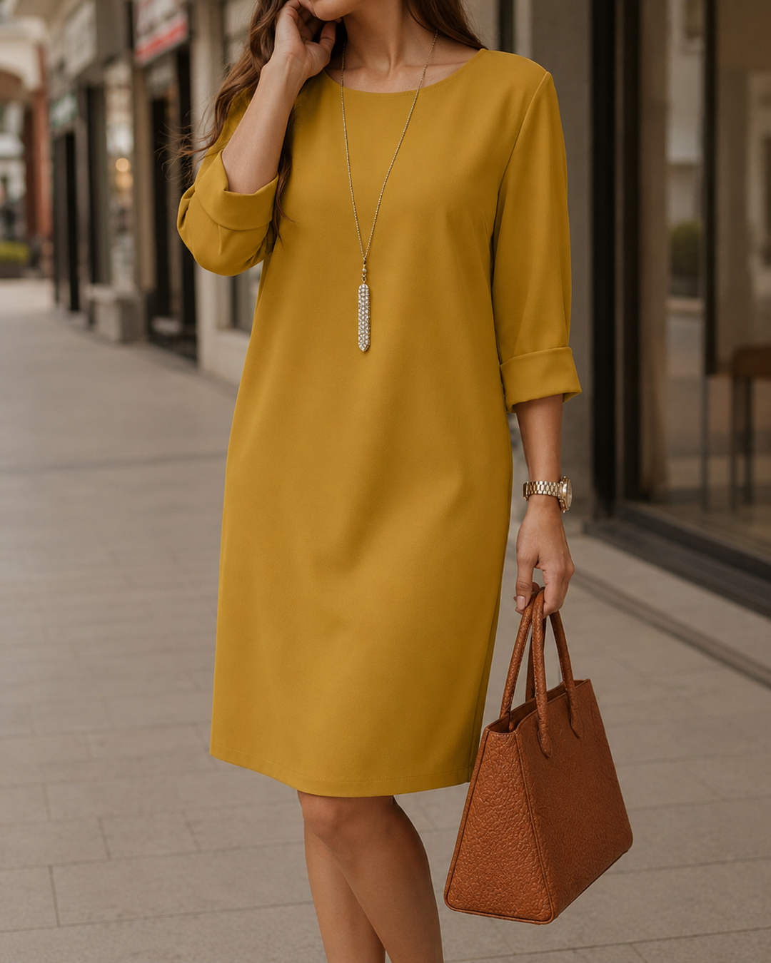 Odette | Robe midi dissimulant le ventre