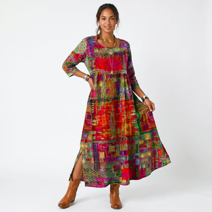 Amélia - Robe midi à motif abstrait