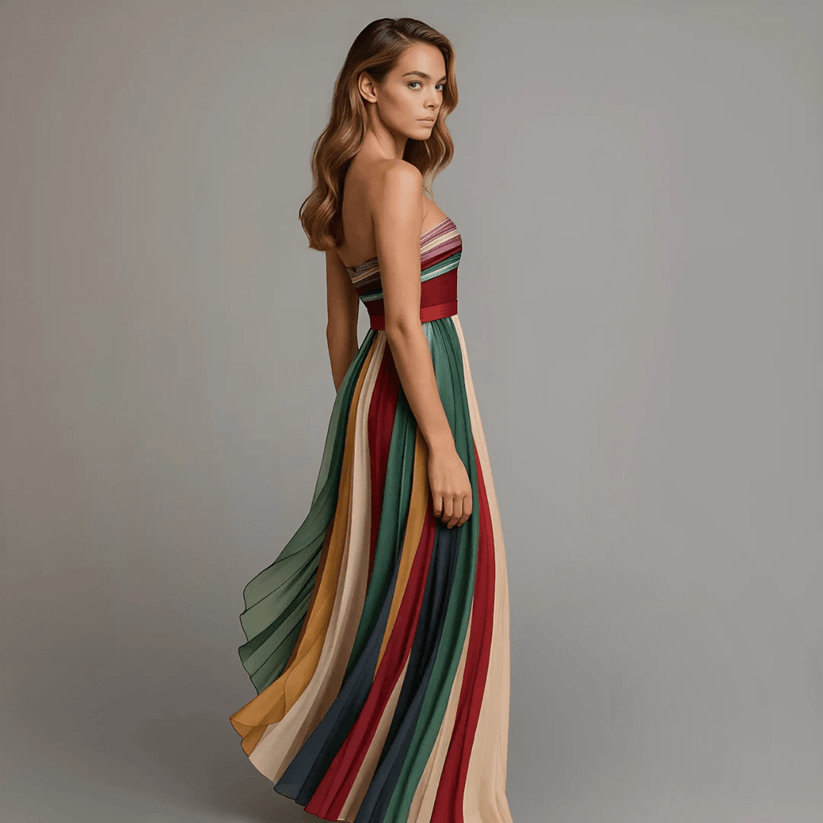 Emma - Robe longue sans manches à panneaux colorés