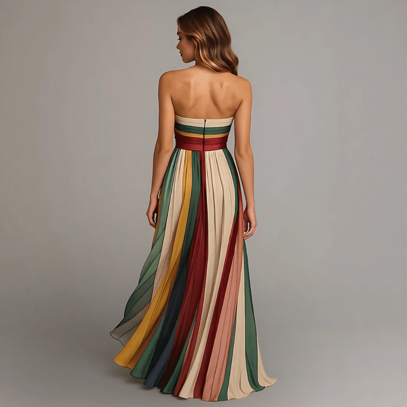 Emma - Robe longue sans manches à panneaux colorés