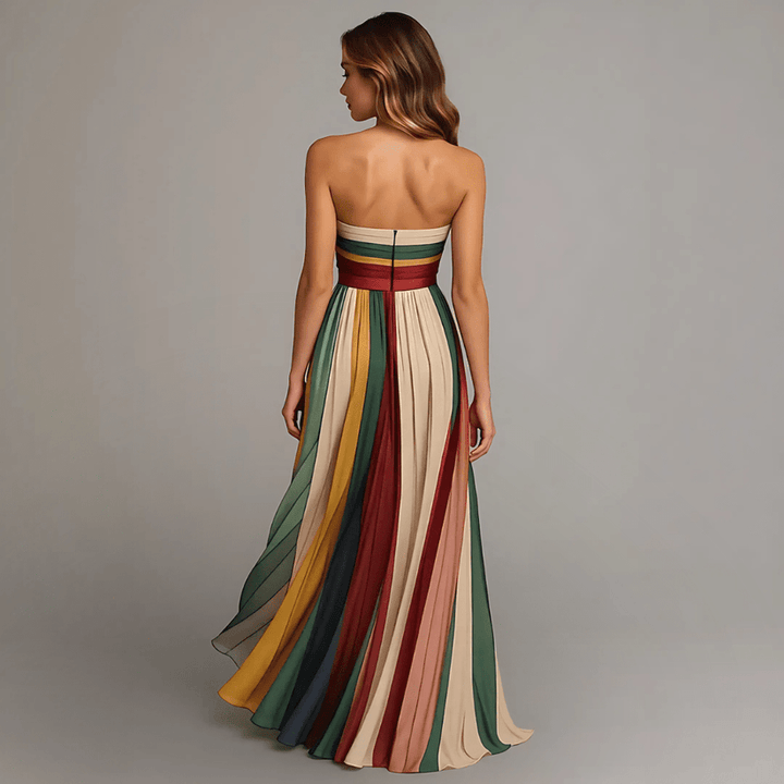 Emma - Robe longue sans manches à panneaux colorés