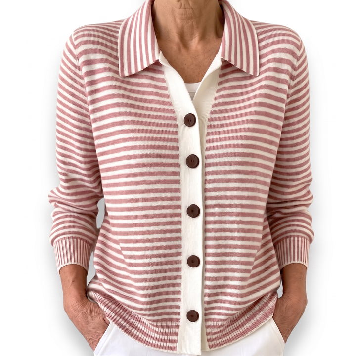Lesley cardigan rayé - Rose