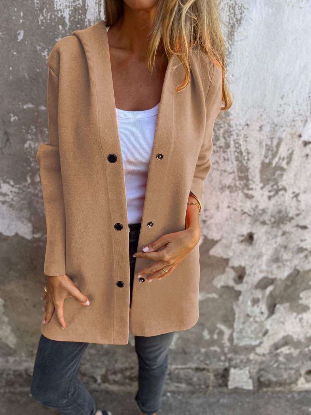 MAISON LUMIÈRE | GILET LONG CHIC AVEC CAPUCHE