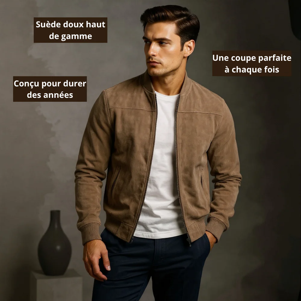 MAISON LUMIÈRE | VESTE BOMBER EN CUIR SUEDE HOMME