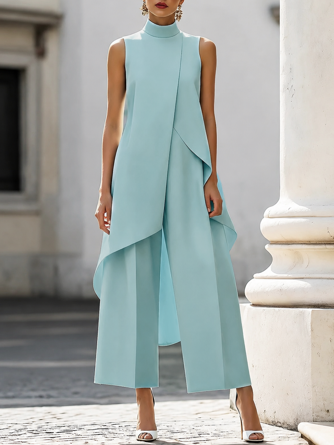 Catalina | Ensemble femme à col montant et pantalon palazzo