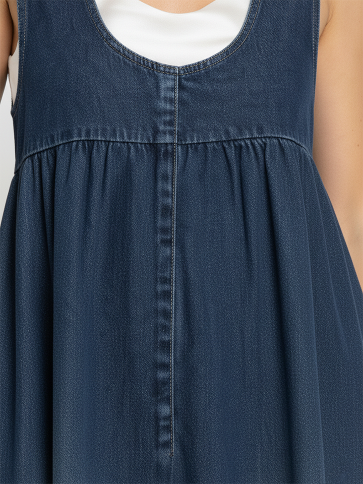 Karen | Robe longue en denim lavé vintage avec une touche de coton doux