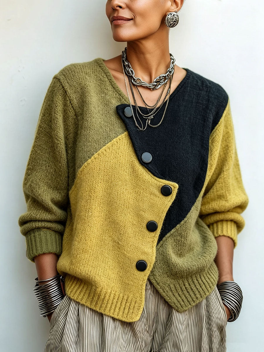 Pull en maille à blocs de couleurs