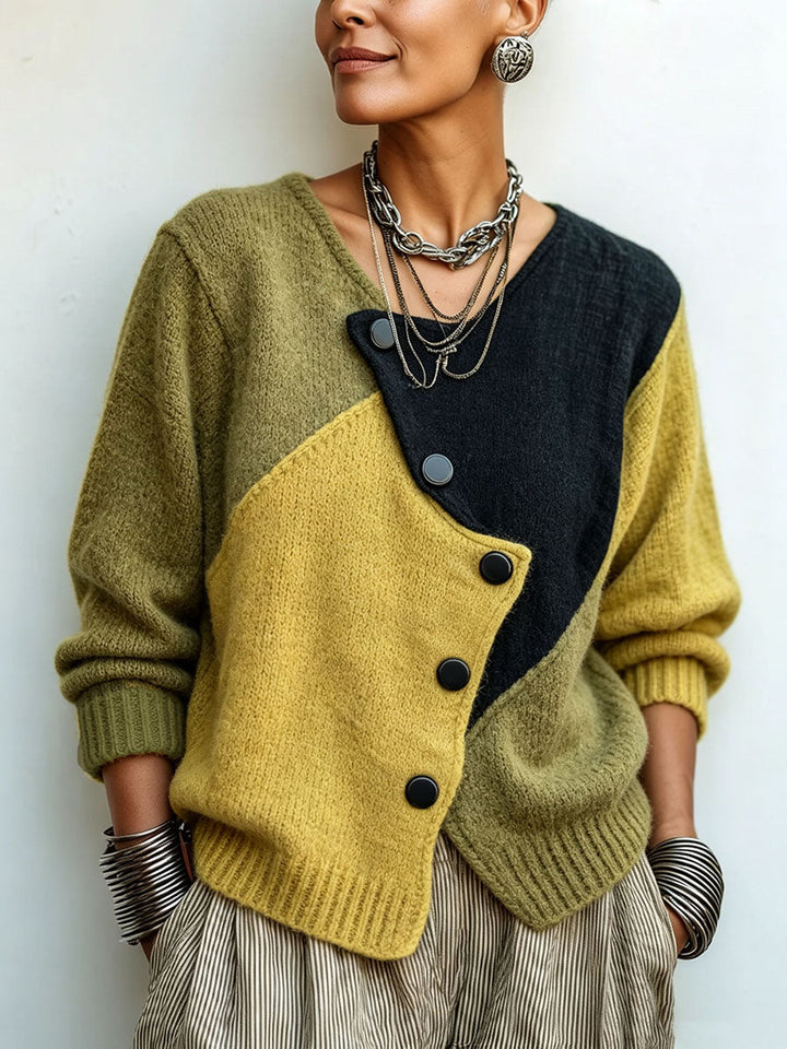 Pull en maille à blocs de couleurs