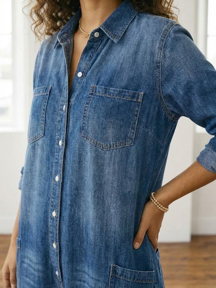 Diana | Combinaison vintage en denim, coton doux lavé, à boutons