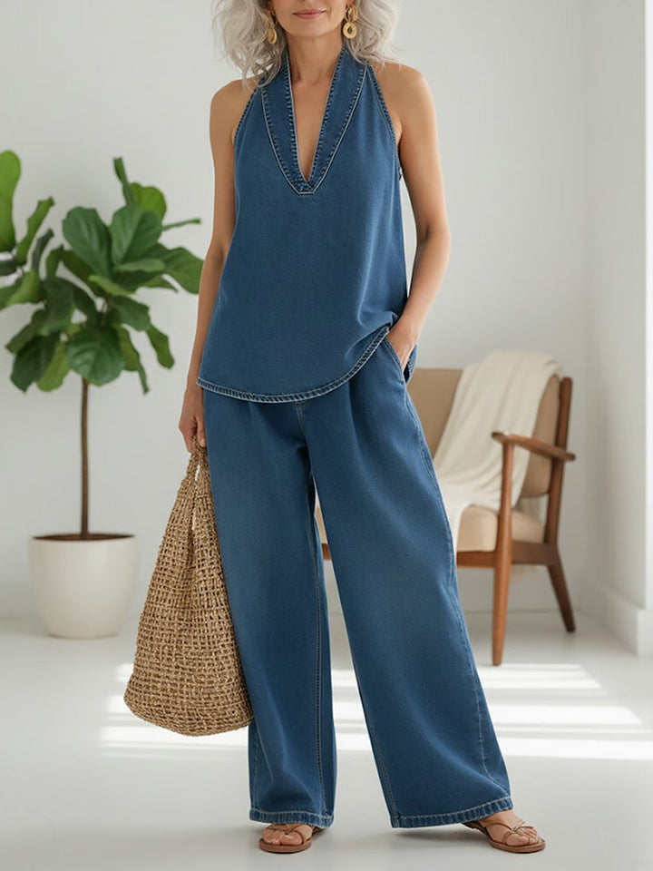 Ivy | Ensemble deux pièces en denim à effet vintage, lavé et doux