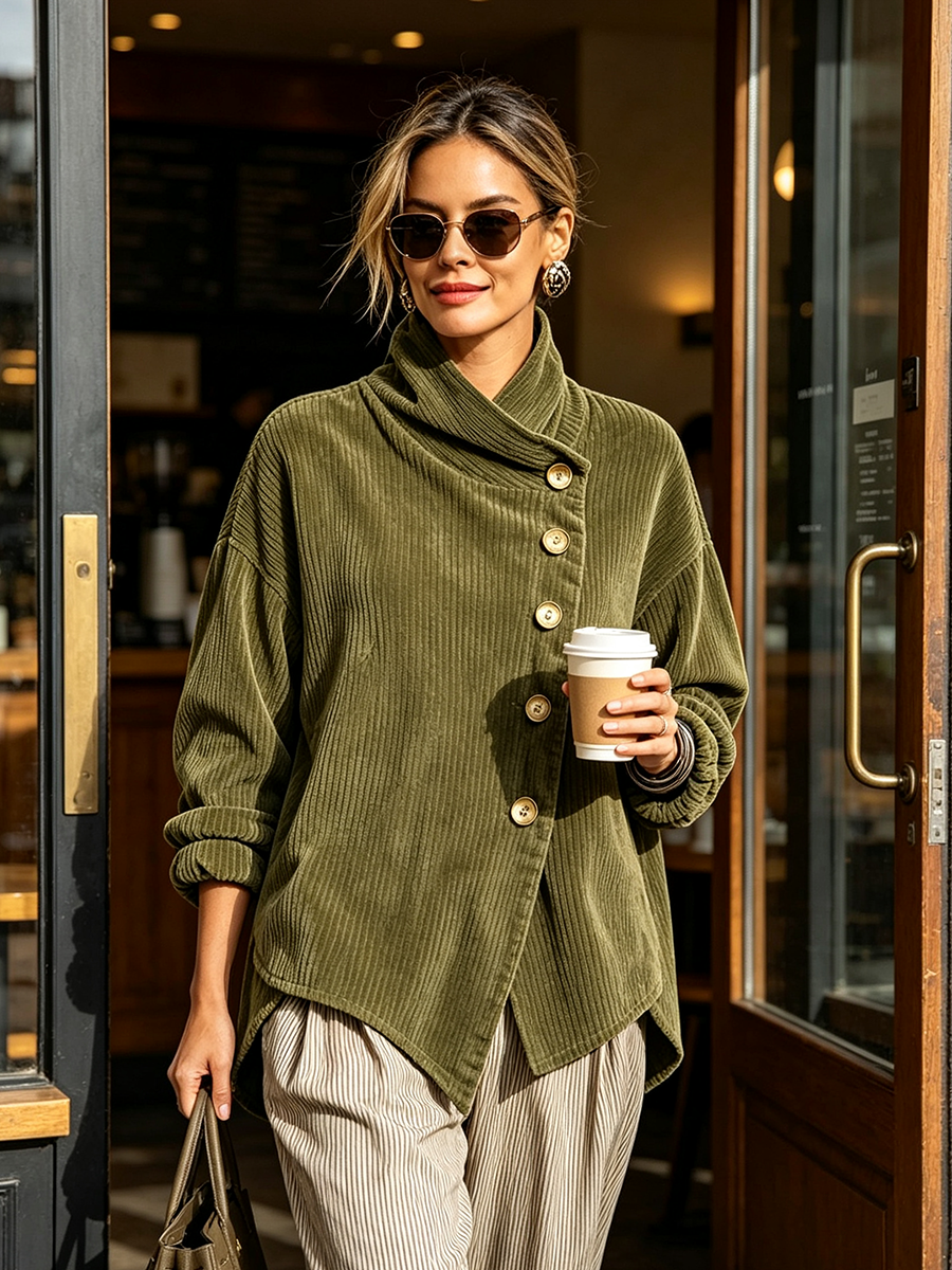 Sandra | Veste oversize à col montant asymétrique