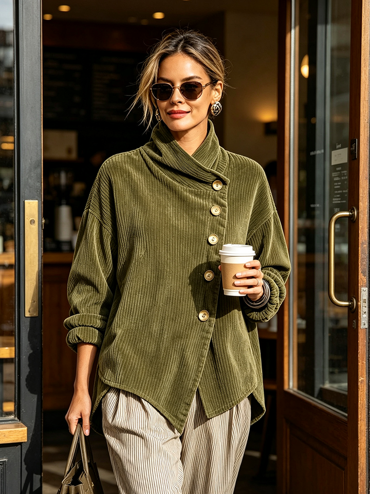 Sandra | Veste oversize à col montant asymétrique