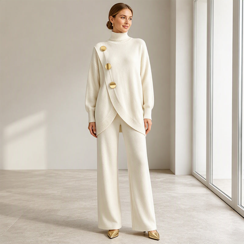 Noa | Ensemble en maille : pull à col montant et pantalon large
