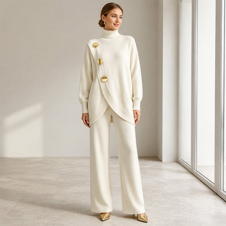 Noa | Ensemble en maille : pull à col montant et pantalon large