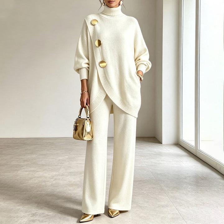 Noa | Ensemble en maille : pull à col montant et pantalon large