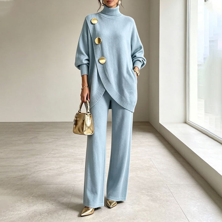 Noa | Ensemble en maille : pull à col montant et pantalon large