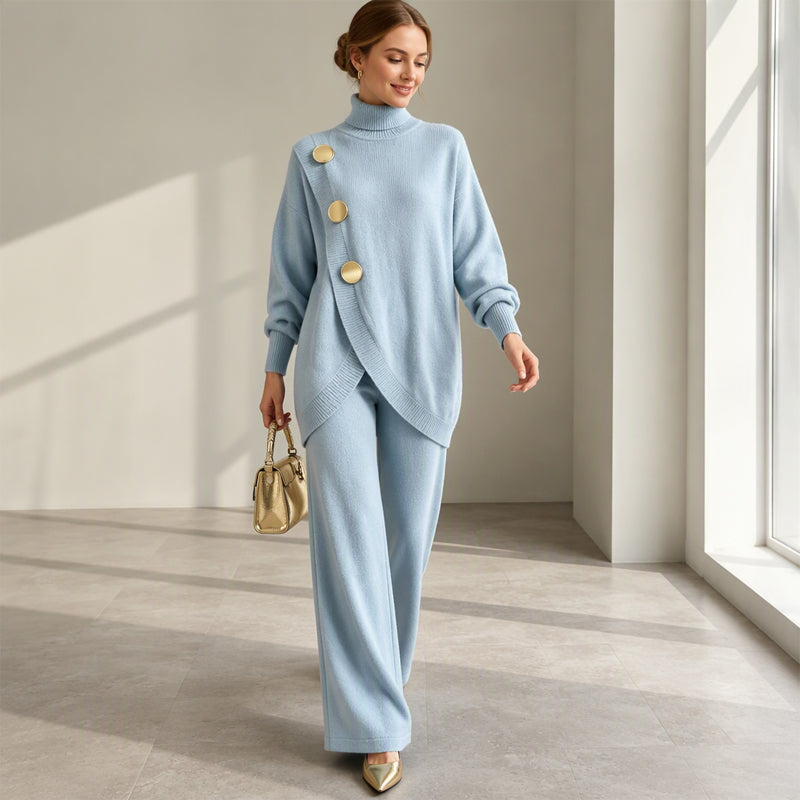 Noa | Ensemble en maille : pull à col montant et pantalon large