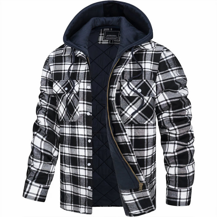 MAISON LUMIÈRE | VESTE À CARREAUX AVEC CAPUCHE