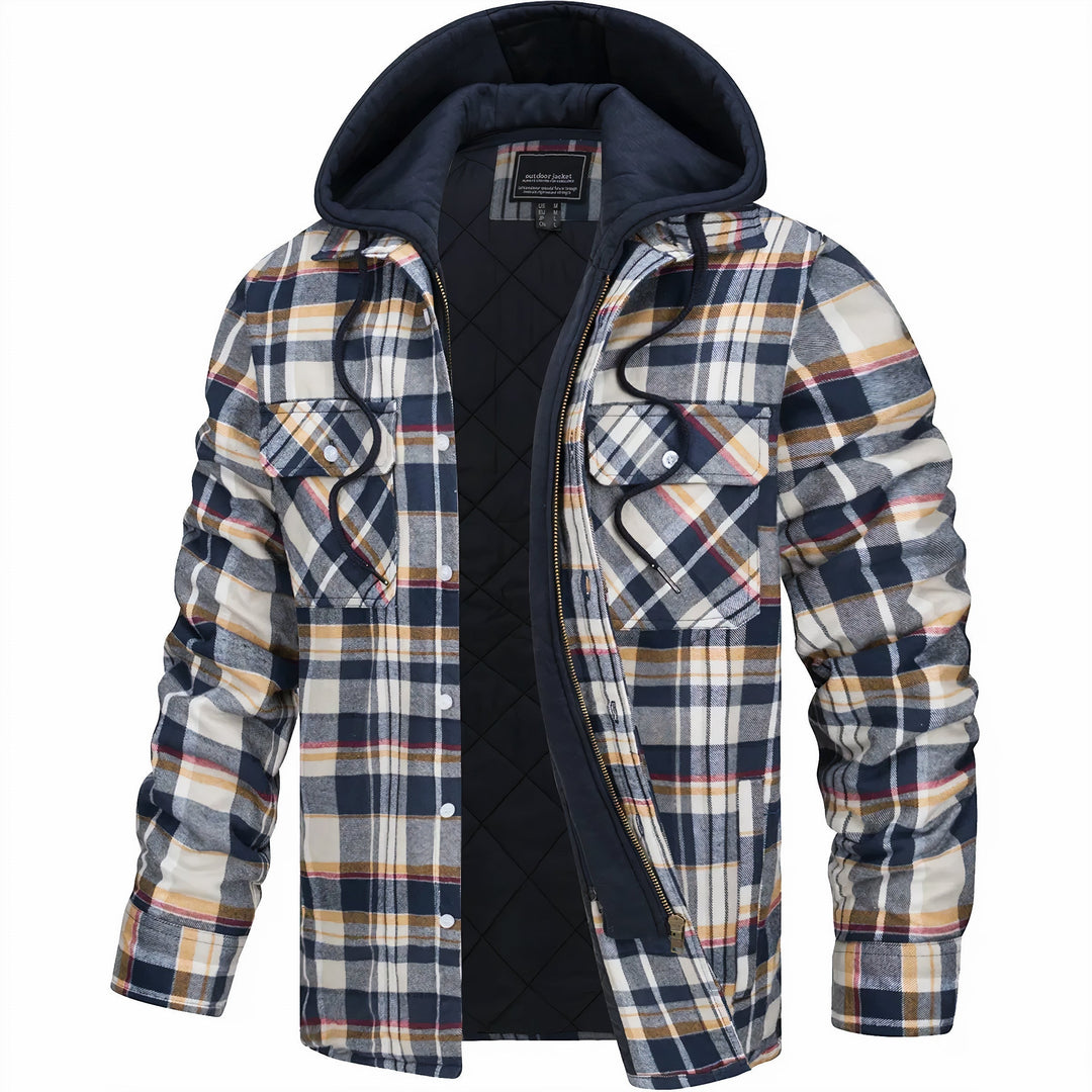 MAISON LUMIÈRE | VESTE À CARREAUX AVEC CAPUCHE
