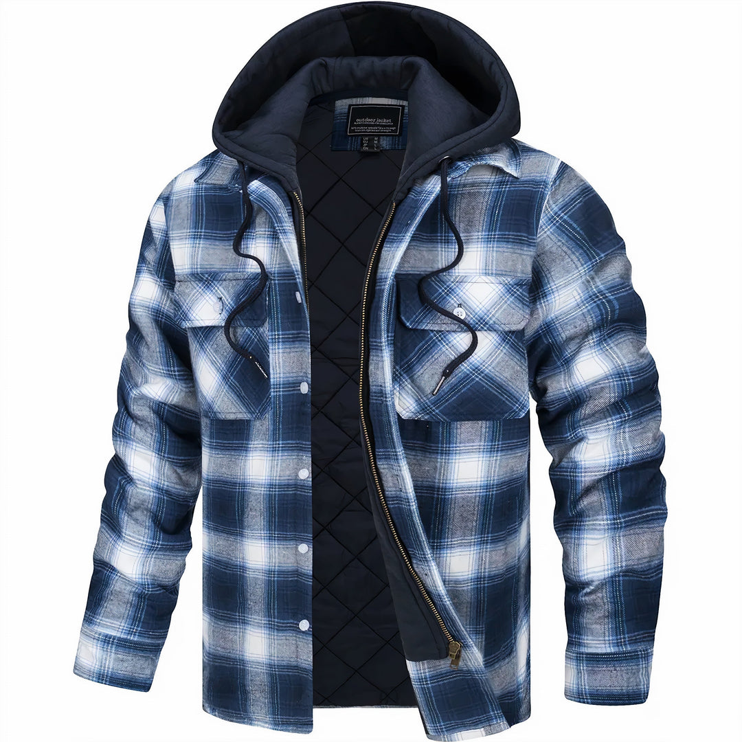 MAISON LUMIÈRE | VESTE À CARREAUX AVEC CAPUCHE