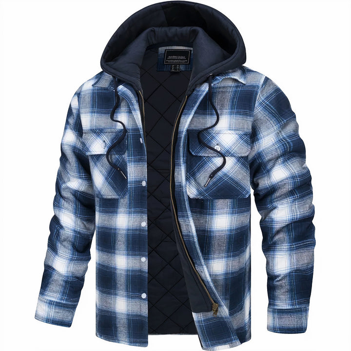 MAISON LUMIÈRE | VESTE À CARREAUX AVEC CAPUCHE
