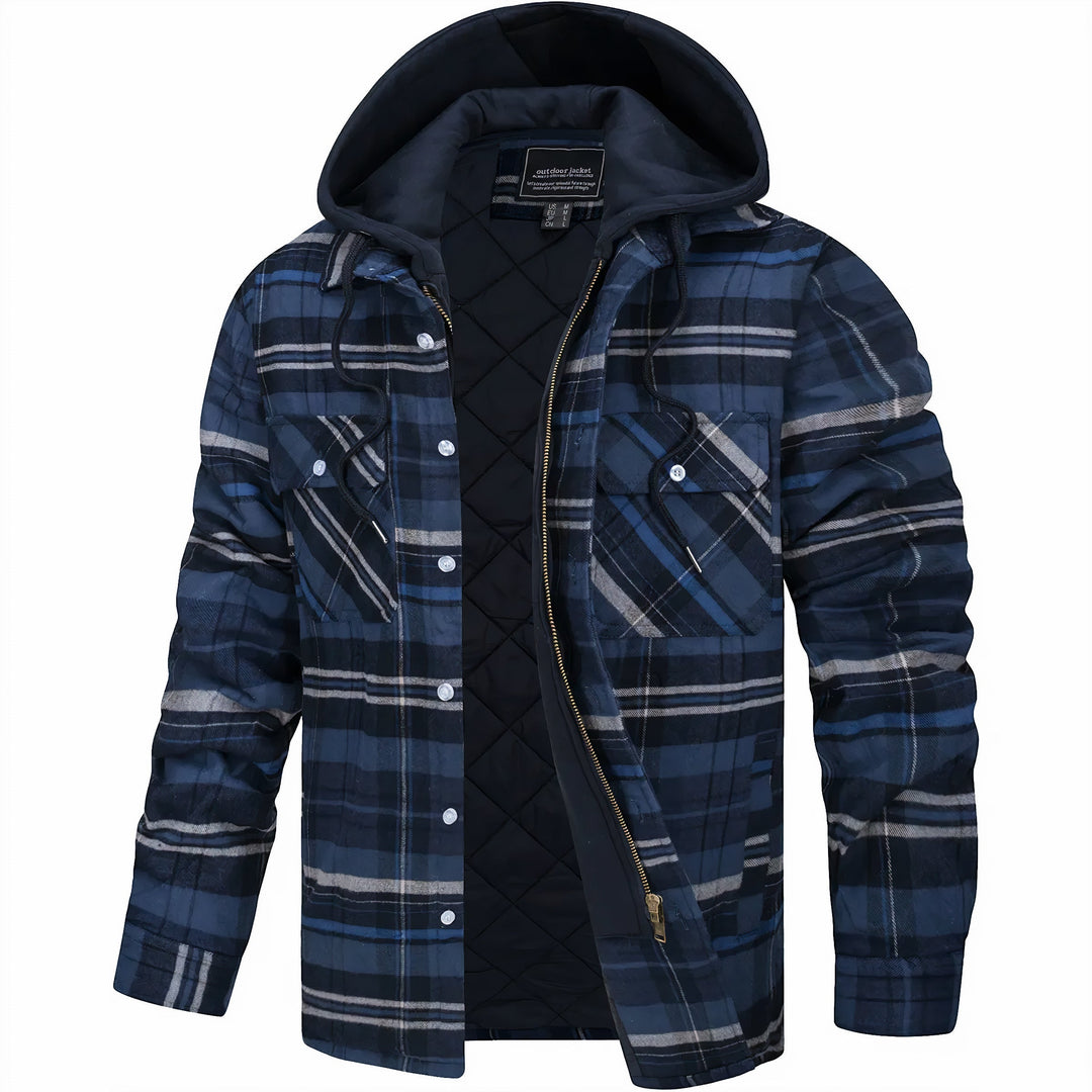 MAISON LUMIÈRE | VESTE À CARREAUX AVEC CAPUCHE